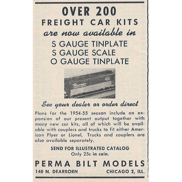 Perma Bilt Freight Car Kits Vintage Print Ad Original 1954 Chicago Illinois u - Picture 1 of 1